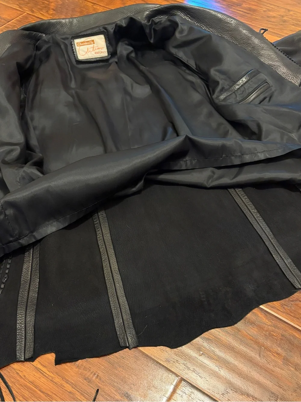 Arturo Arocha Black Leather Western Beaded Fringe Jacket 44